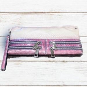 Embossed snake skin looking clutch purse